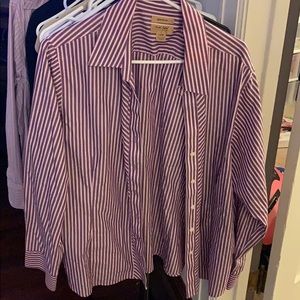 Purple pink white button up top